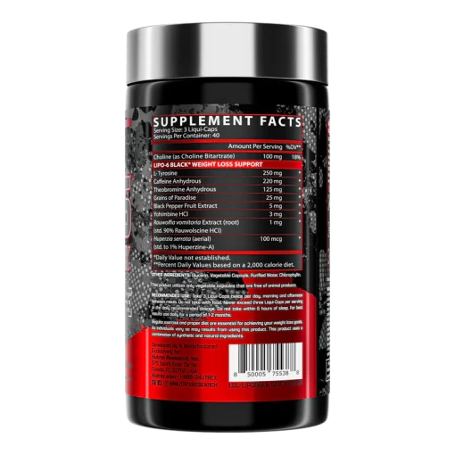 چربی سوز لیپوسیکس 6 بلک ناترکس 120 عدد Nutrex Lipo-6 Black