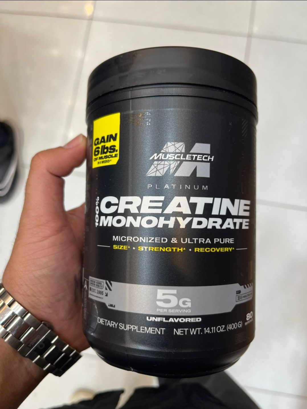 کراتین platinum پلاتینیوم muscletech ماسلتک 400گرم طرح جدید